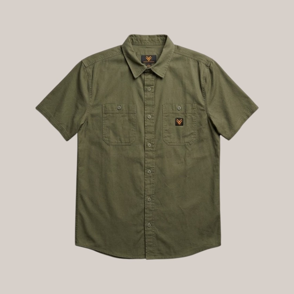 Hawx‎ Work Gear Mens Small Olive Green Short Sleeve Cotton Button Down Shirt